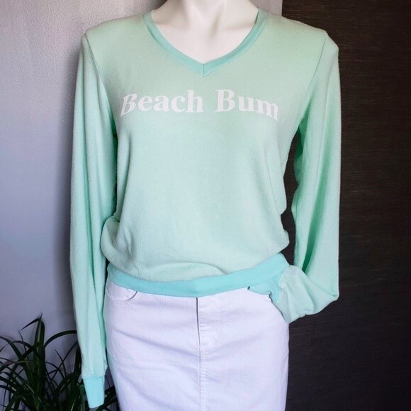 Wildfox NEW Beach Bum V Neck Sweatshirt Jumper XS - Picture 1 of 5